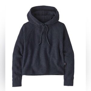 Patagonia Wool Blend Hooded Sweater Navy Blue Pullover Hoodie Sweater Medium